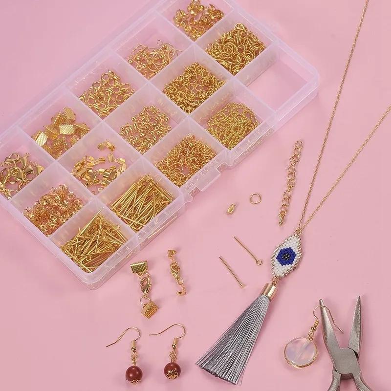 Metal Jewelry Making Kit DIY Necklace Materials Accessories Findings and Beading Wires Earring Hook Jewelry Making Supplies Kit