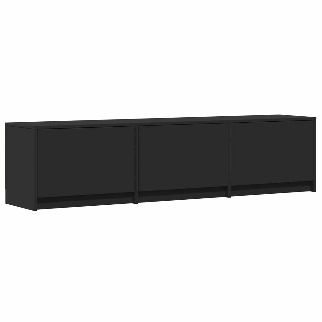 TV Stand with LED Lighting Black 165 X 34 X 40 Cm Engineered Wood
