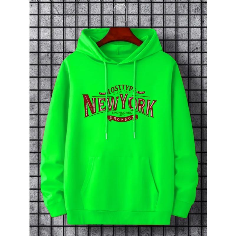 Heather Gray Vintage Burgundy New York Letter Unisex Hoodie