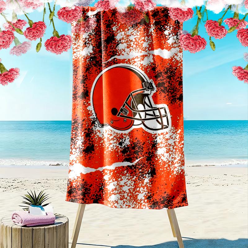 Cleveland Browns Print Beach Towel, Large Soft Quick Dry Towel for Beach Camping Swimming