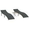 VidaXL Set of 2 Sun Loungers with Table, Sunbed, Patio Deck Chair, Outdoor Garden Seat, Light Grey 368256