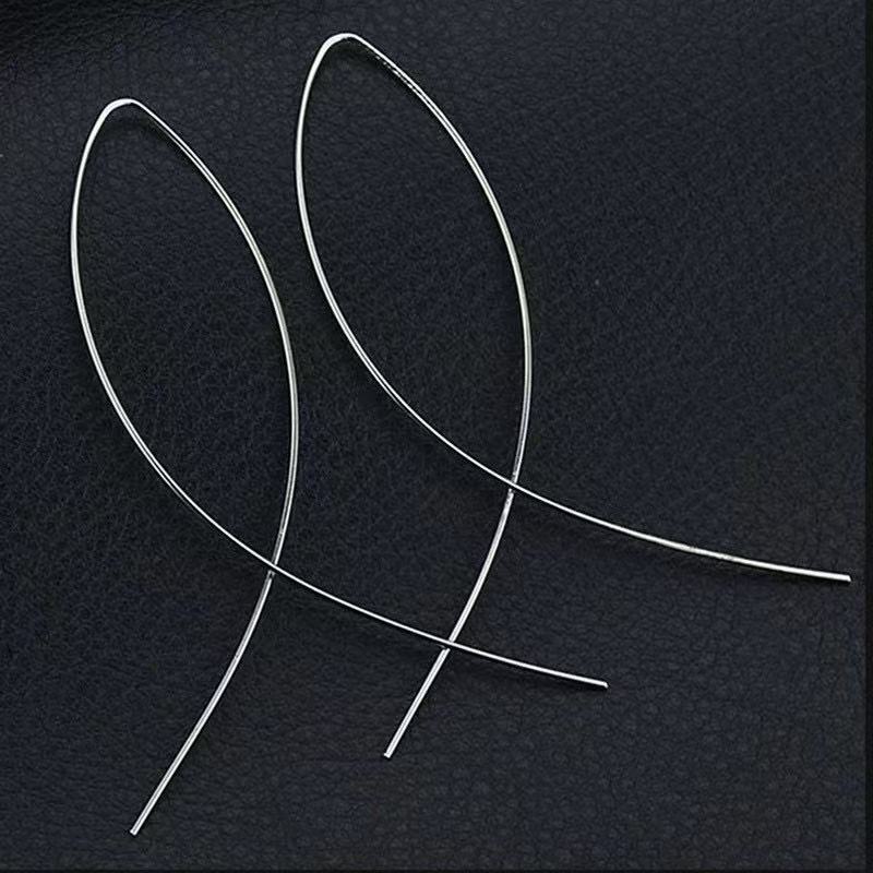 

Minimalist Fish Hook Earrings , Geometric Alloy Drop Earrings for Women , Trendy Fashion Accessories срібний