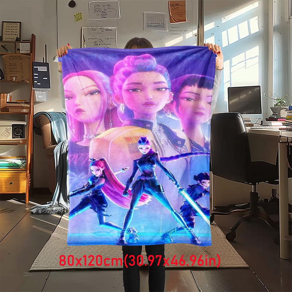 

1Pc K-Pop Demon Hunters Print Flannel Blanket, High quality Digital Printing, Comfortable for All Seasons, Home DecorGifts821030 80x120cm