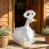 Yousheng 1 Set Angel Goose Outfit, Porch Goose Angel Devil Costume, Feather Wings Skirt Headband Wand Set, Fits Porch Goose Statue for Home Yard Lawn