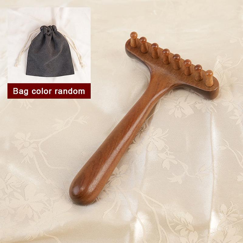 1Pcs Portable Sandalwood Gua Sha Massage Brush Wooden Tool for Meridian Therapy On Head, Neck, Abdomen, Legs, and Body