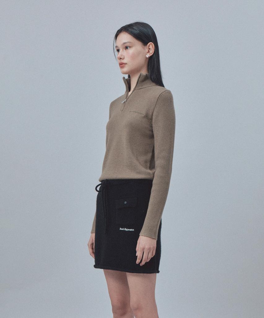 REST&RECREATION Slim Fit Half Zip-Up Knit - Khaki