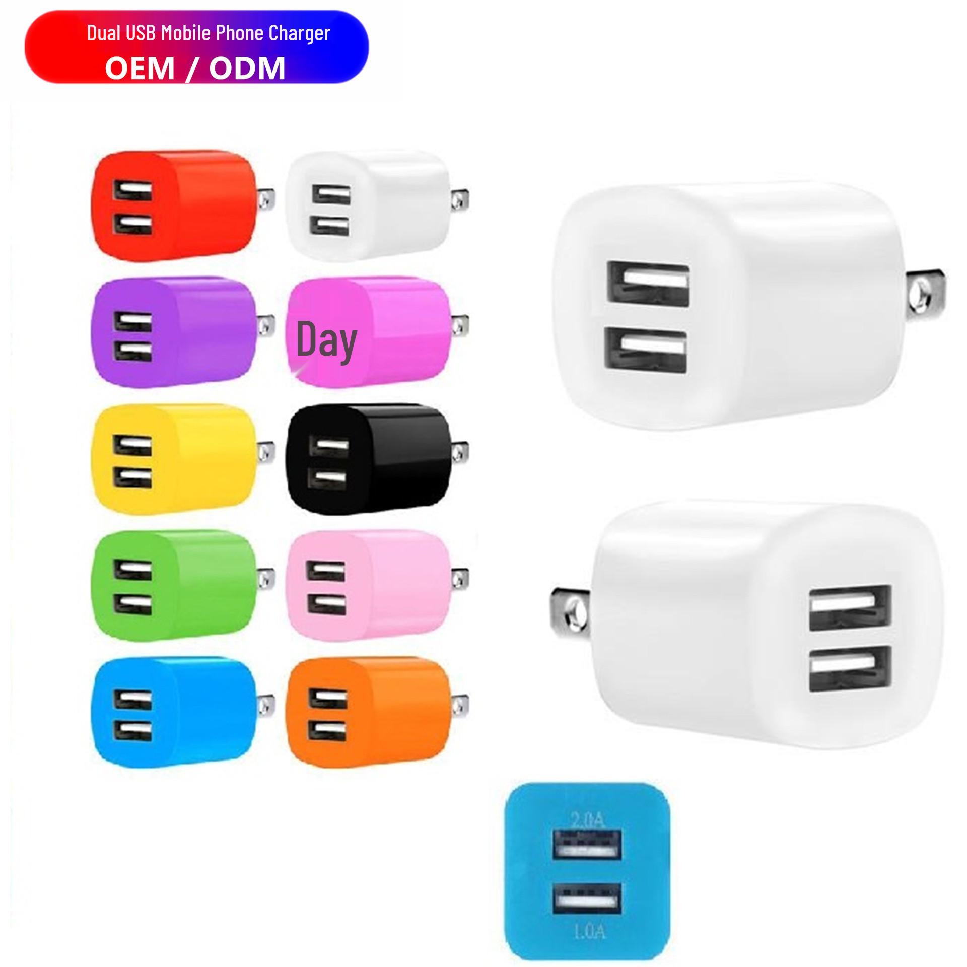 

Universal Dual USB Phone Charger - Travel & Direct Charging Adapter American Standard White
