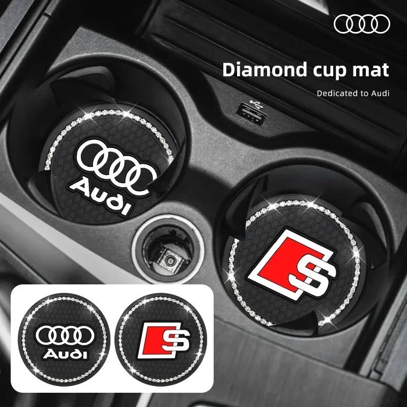 1/2pcs Car Styling Diamond Car Coaster Water Cup Anti-slip Pad Mat for q2 S A4 A5 S3 S5 A3 8p 8v b6 b8 S8 S4 B9 C7 Accessories