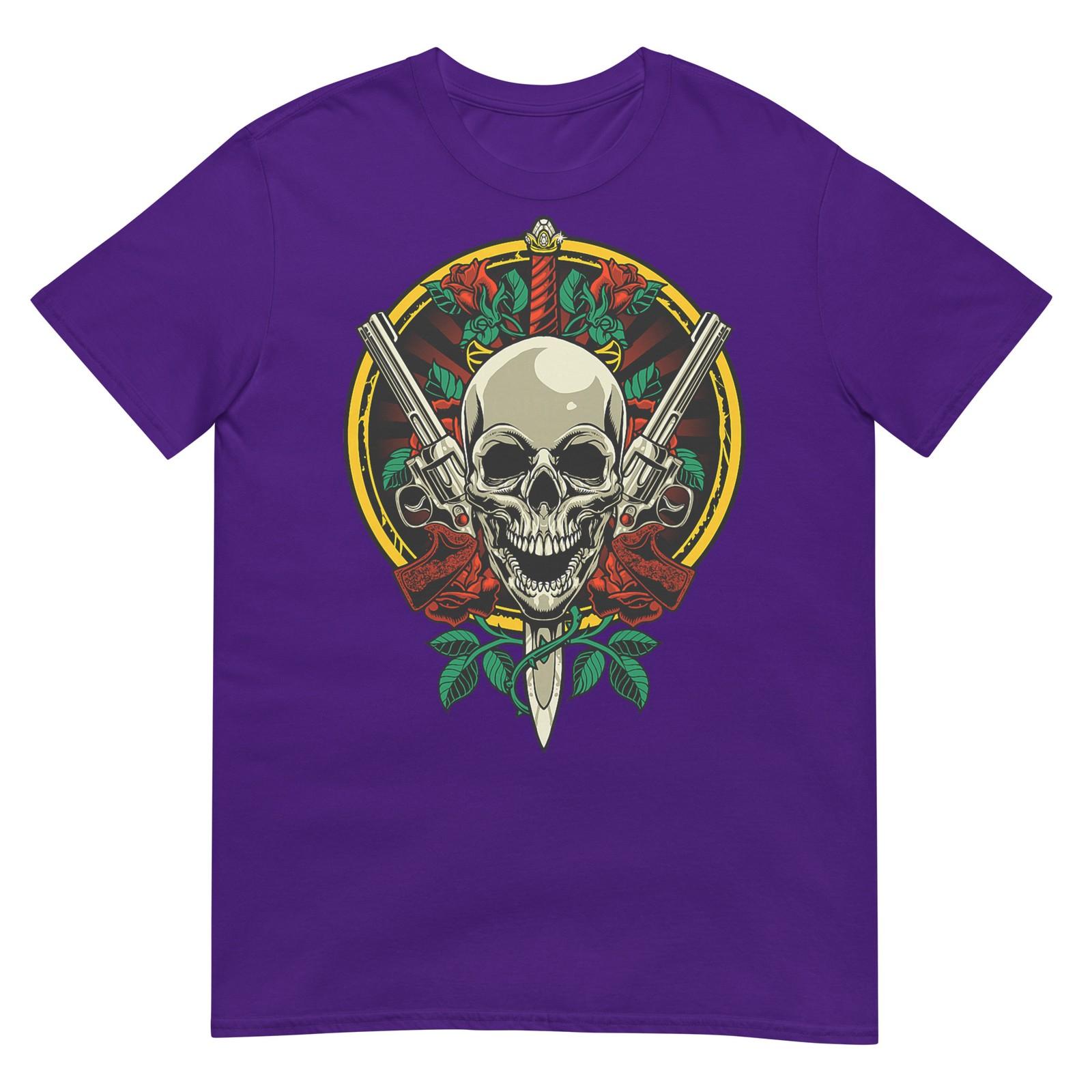 

Skull Face with Roses - 80s 90s Rock Music Guns and Skull T-Shirt 5XL різнокольоровий