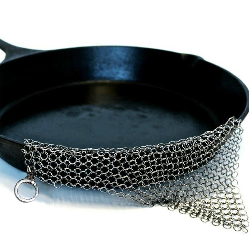Stainless Steel Kitchenware Cleaner Cast Iron Cleaner Chainmail Scrubber Silvery