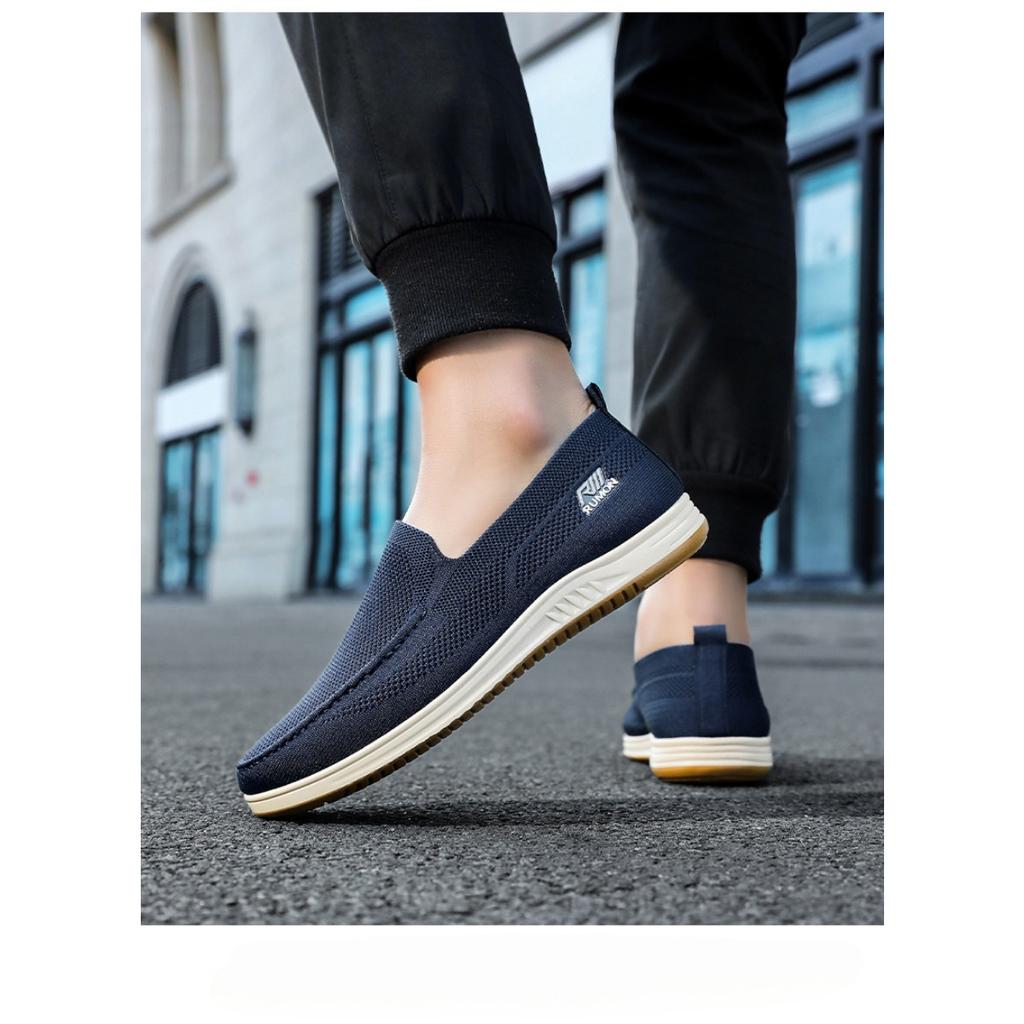 Pánská ležérní obuv, Fly Woven Vydutá Prodyšná Síťovaná Obuv Bez Zápachu, Boty na Jednu Nohu Látkové Boty