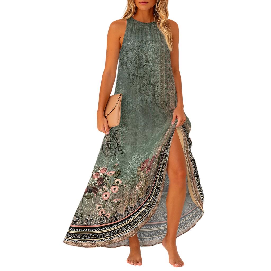 Women's Casual And Fashionable Round-neck  Sleeveless  Mid Length Dress