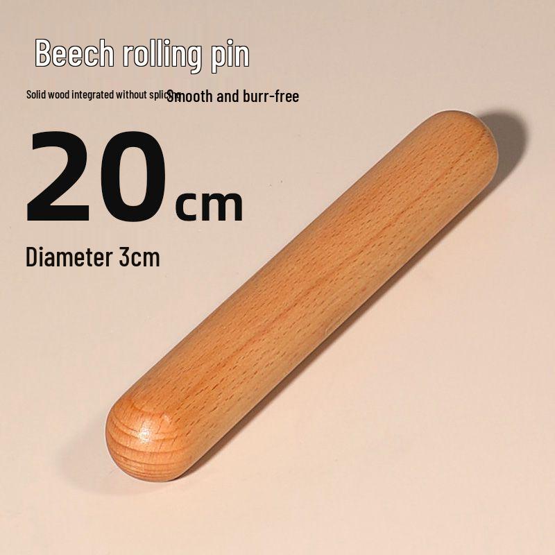 Beech Wood Rolling Pin for Dough and Dumplings - Solid Wood Baking Tool with Round Head
