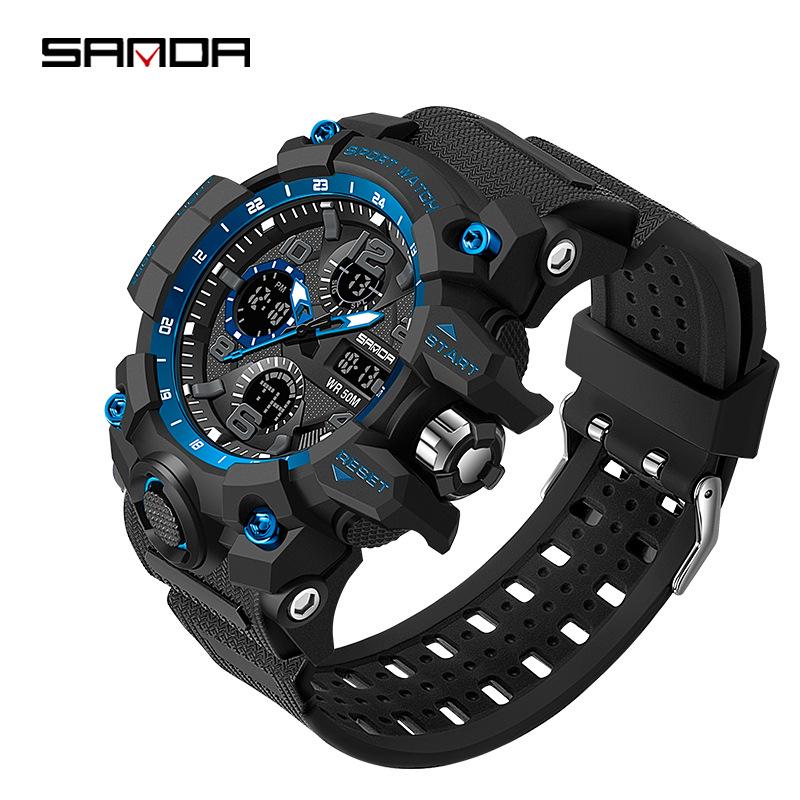 Sanda Youth Fashion Luminous Waterproof Shockproof Alarm Men's Watch