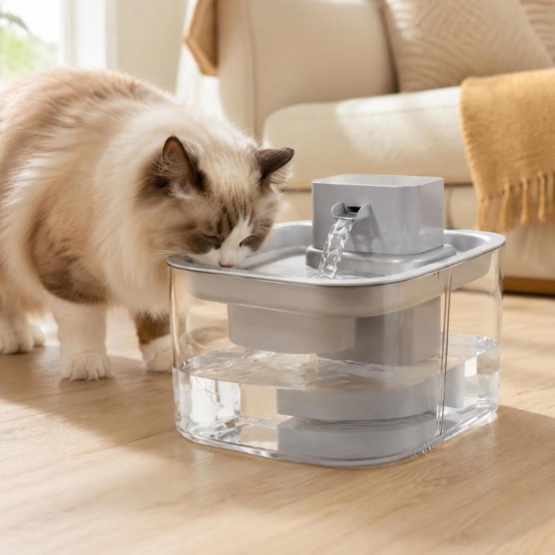 Pet Water Dispenser for Felines and Small to Medium Dogs, Approach-Activated Cycle with 3.1 L Capacity and 6 Filters