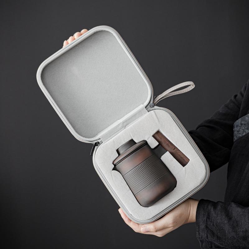 High-end Purple Pottery RetroTea Set Outdoor Travel Tea Set Portable Kungfu Tea Set Teapot Small Package Birthday Gift