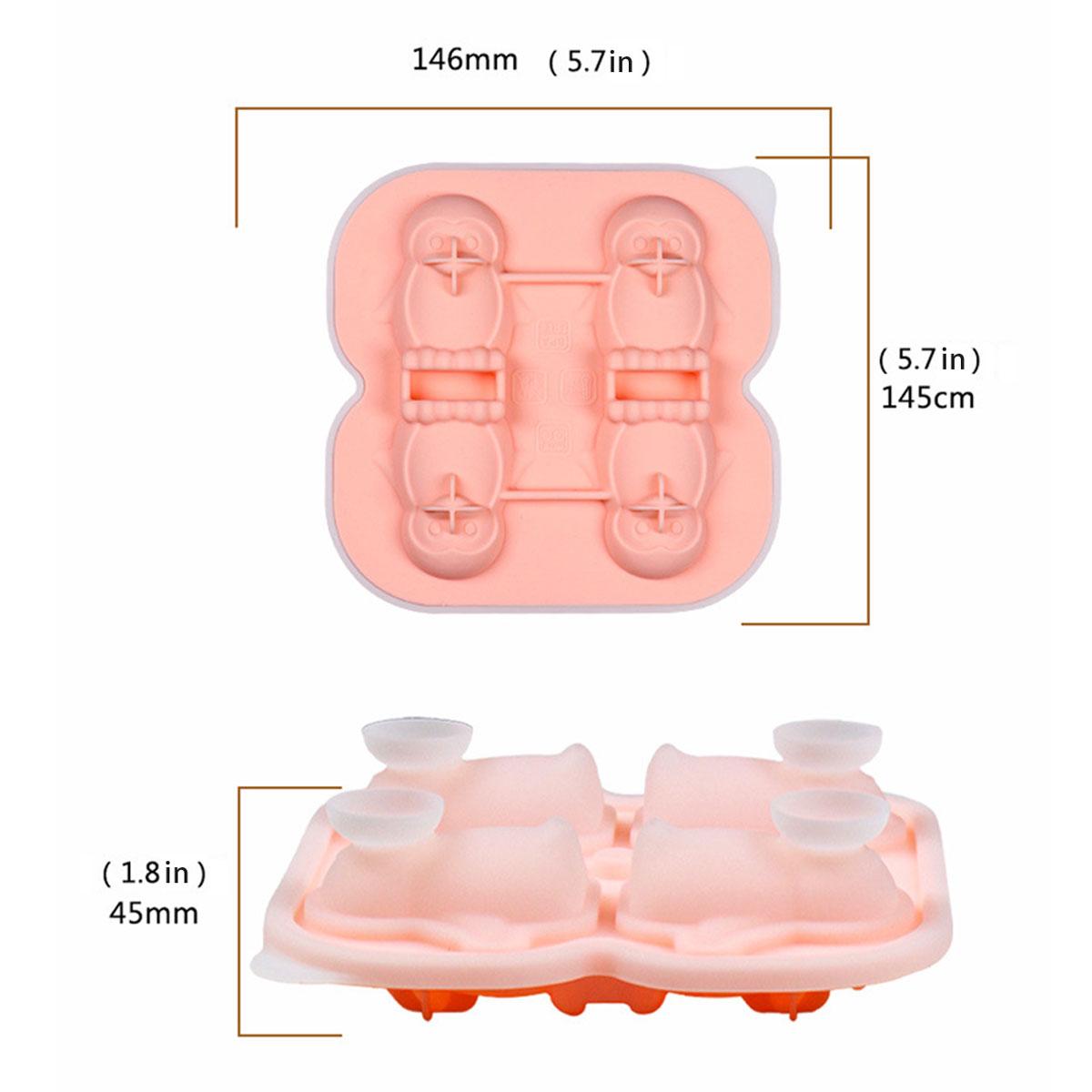 

Инструмент для приготовления льда в виде пингвина с 4 отверстиями, цветной шоколадной сырной палочкой в виде животного, силиконовая форма для украшения торта на день рождения розовый