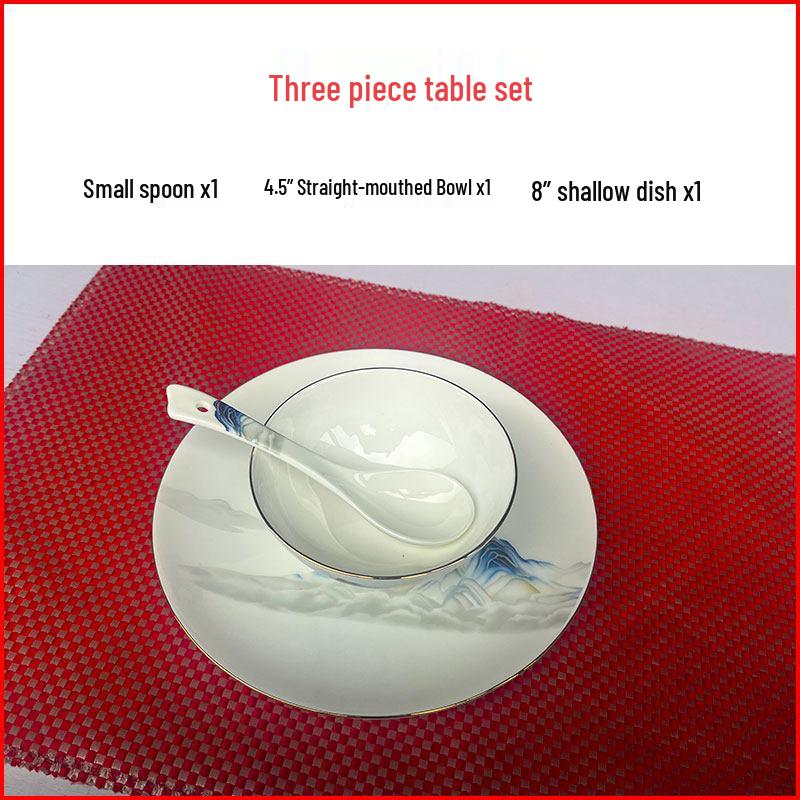 Elegant Gold-Rimmed Bone China Dinnerware Set - Luxury Tableware for Home Dining