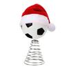 Rugby Christmas Tree Topper with Santa Hat Spring Base Bouncing Sports Ornament