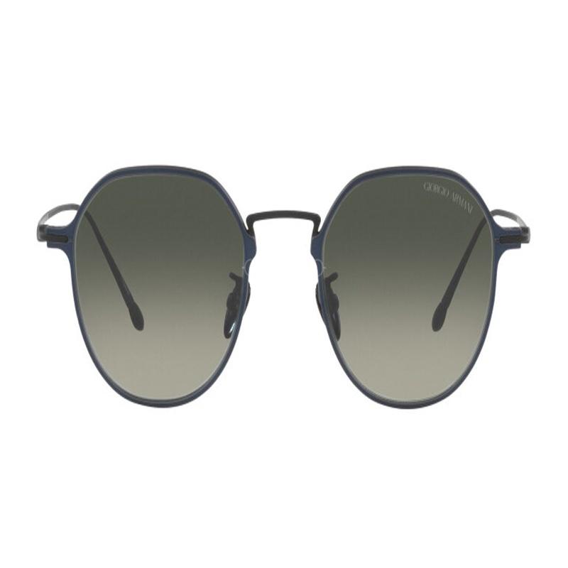 Armani GIORGIO solid color thin temples titanium irregular sunglasses men's blue
