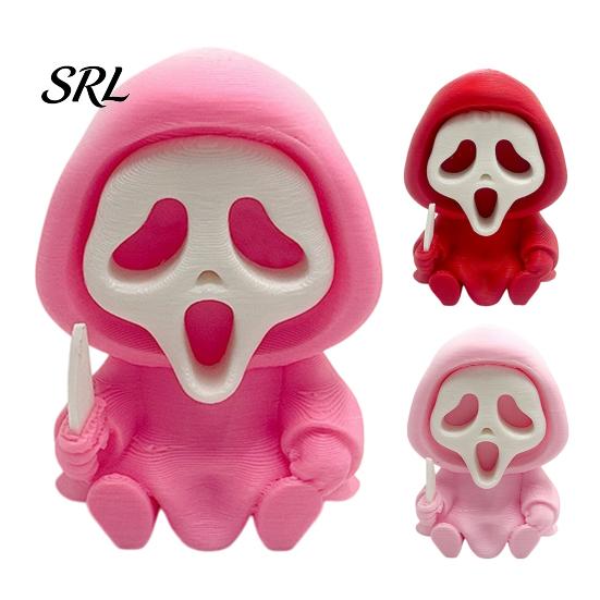 Durable Skull Sculpture for Display Halloween Ghost Statue, Cartoon Skeleton Sculpture, 3D Printed Textures Miniature Gothic Home Decoration