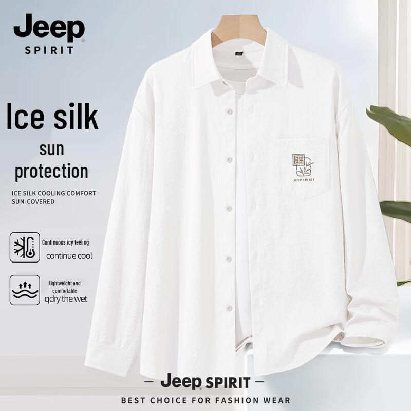JEEP SPIRIT Men s 2025 Ice Silk Breathable Long Sleeve Casual Shirt XL