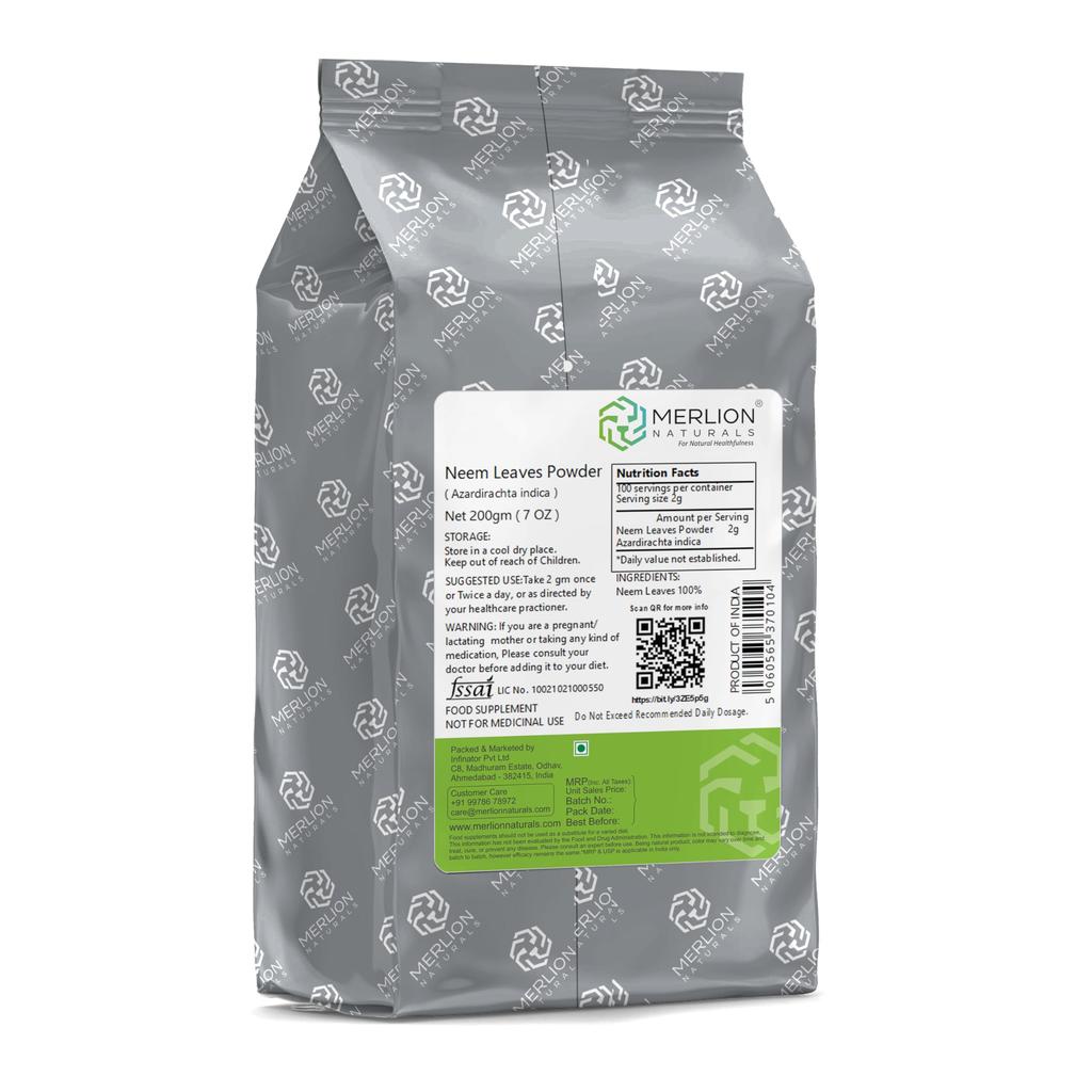 Merlion Naturals Neem Leaves Powder | Azardirachta indica | 200gm / 7 OZ