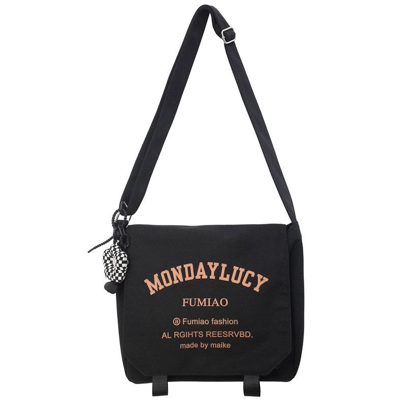 Crossbody Bag Women's Simple Shoulder Bag Large Capacity Retro Girl Student Class Book Mail Carrier Bag Tide