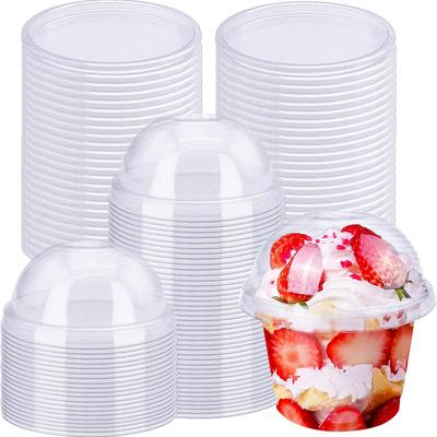 50 Stück 8oz Einweg-Klarplastikbecher mit Kuppeldeckeln, PET-Dessertbecher, Einweg-Snackschalen für Eis, Kuchen, Obst, Parfait
