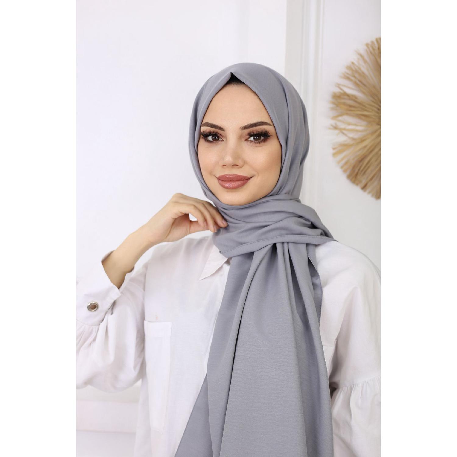 

Hijab Women s Cotton Crash Jazz Shawl Light Gray 75 x 185 серый