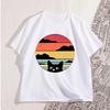 Black Cat Sunset T Shirt Vintage Graphic Unisex Unisex Tshirts Cool Casual Short Sleeve Tees Harajuku Animal Lover Tshirts Gifts