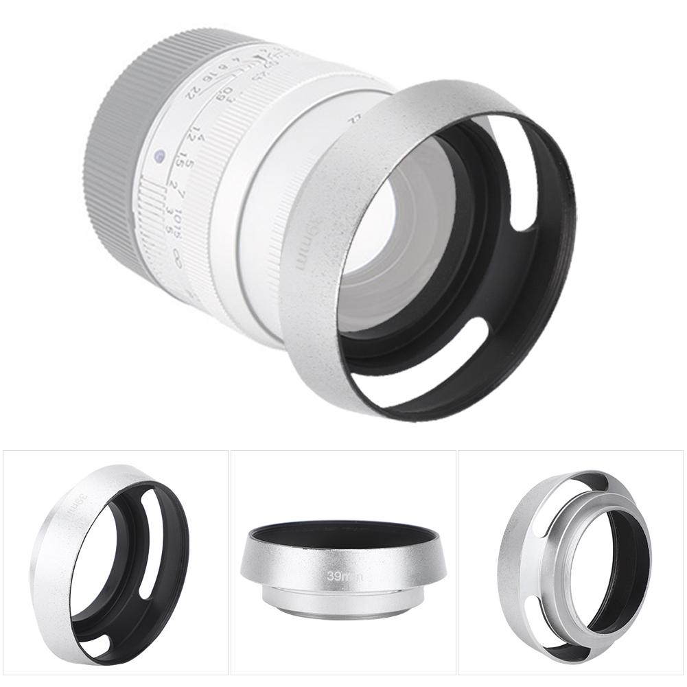 2Pcs Aluminium Alloy Hollow Out Lens Hood 39 mm for Leica Camera Silver