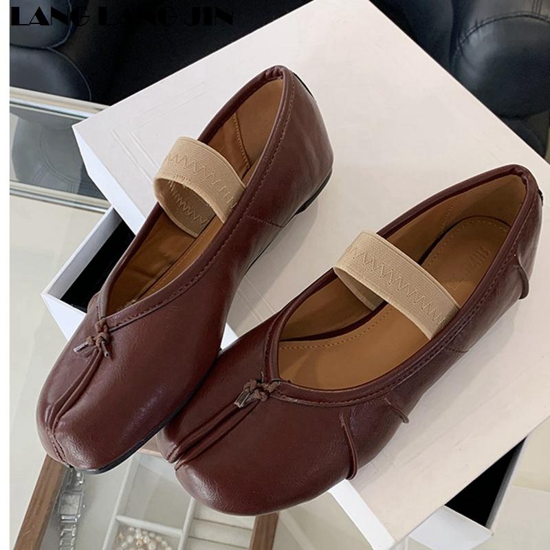 2025 Fashion Brand Tabi Ninja Shoes Woman Flats Ballet Split Toe Ballerinas Ladies Loafers Tacones Female Moccasins Sliver Mujer
