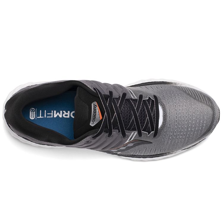 SAUCONY Hurricane 22 Stability Comfortable Mesh Cushioning Non-Slip Support Lightweight Low-Top Running Shoes Men Sneaker Gray Black S20544-25