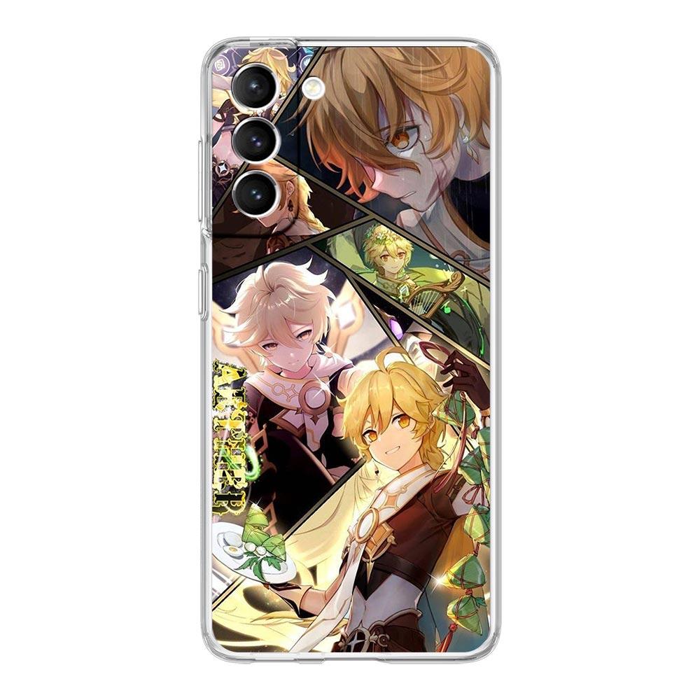 Etui na telefon dla Samsung Galaxy S24 Plus S23 S22 S21 S20 FE Ultra 5G S10 S10E S9 Miękkie Przezroczyste Etui Genshin impact ayato wanderer