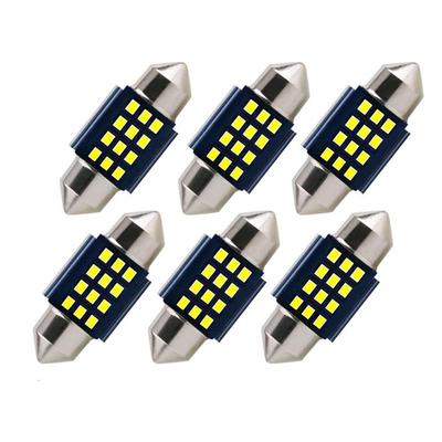 LightBox.IN T10 x 31mm 12 Reihen 2016SMD LED 6 Stück DC12V Auto LED Lampe Kennzeichenleuchte Doppelsockel Weiß