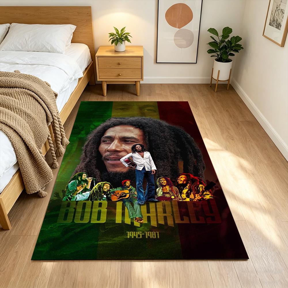 Bob Marley Area Rug Design for Entryway Outdoor Living Rooms Playrooms Anti-slip Rug Decorate Offices Perfect Gift for Women/Men