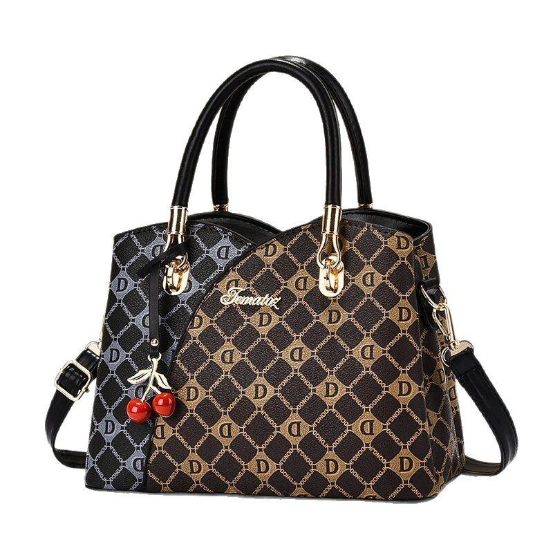 New Fashion Printed Handbag Splicing Large Size Capacity Multi-layer Shoulder Bag 100 Crossbody Bag Top Appearance Quality Tide