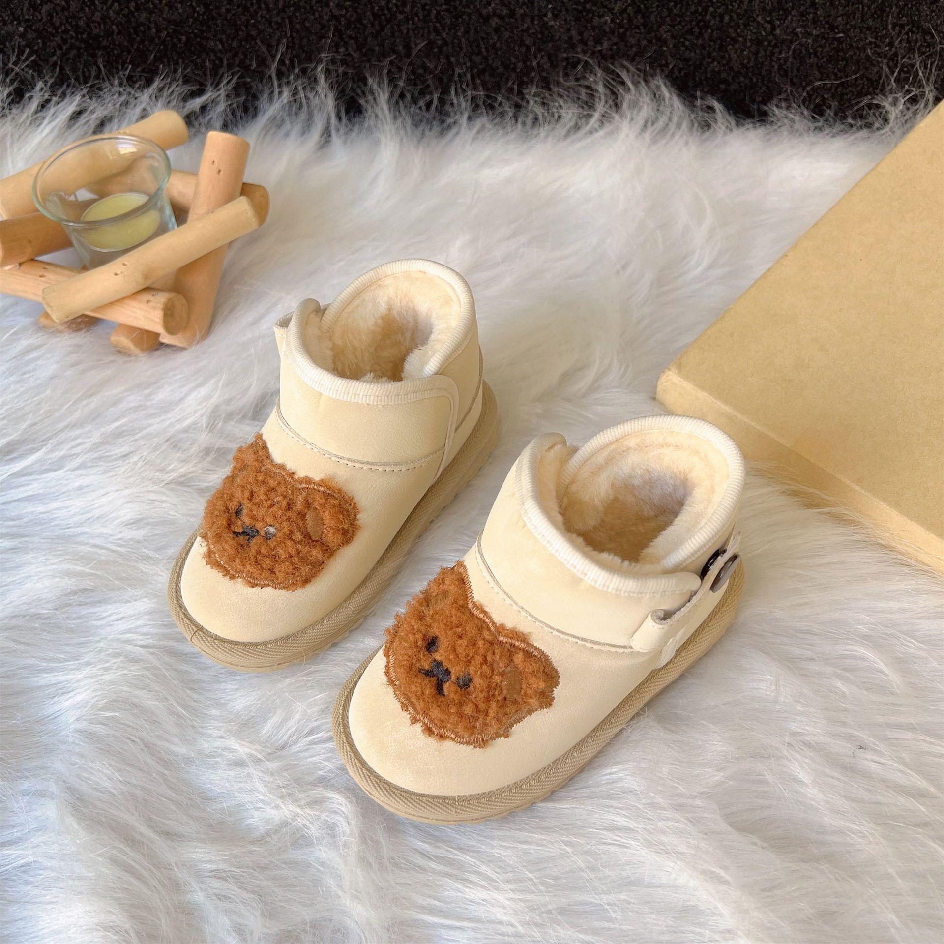 

Детские зимние ботинки для девочек, большие хлопковые ботинки, короткие ботинки для мальчиков, утепленные хлопковые ботинки с плюшевой подкладкой, водонепроницаемые, нескользящие, детская обувь, зима 30