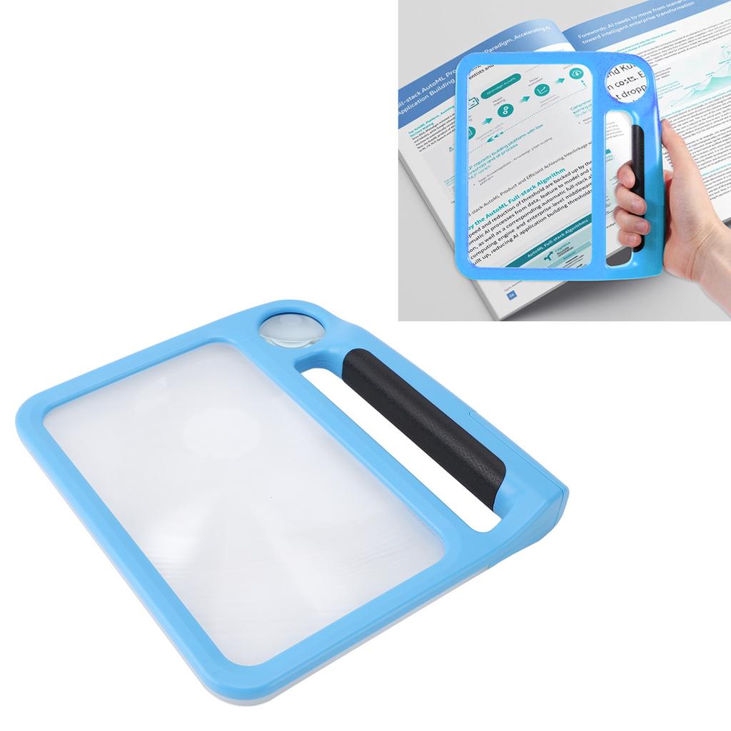 Handheld Magnifying Glass with Light 5X 10X Rectangle Reading Illuminated Magnifier Three Gears Adjustable with Ergonomic Handle