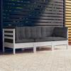 3-seater Garden Sofa with Anthracite Cushions Pine Wood
