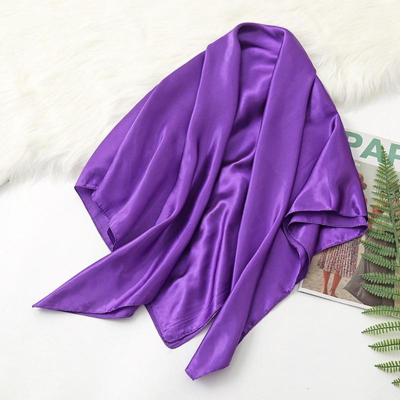 90*90cm Big Size Headwraps Solid Colors Neckerchief Hijab Women Satin Headband Hair Scarves Female Shawls Head Scarfs for Ladies