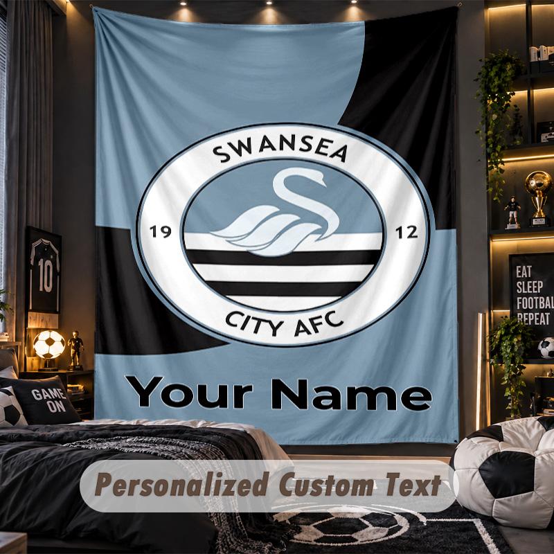 TapestrySwansea City FC Custom Name Text Personalized Wall Hanging Tapestry Home Wall Decor