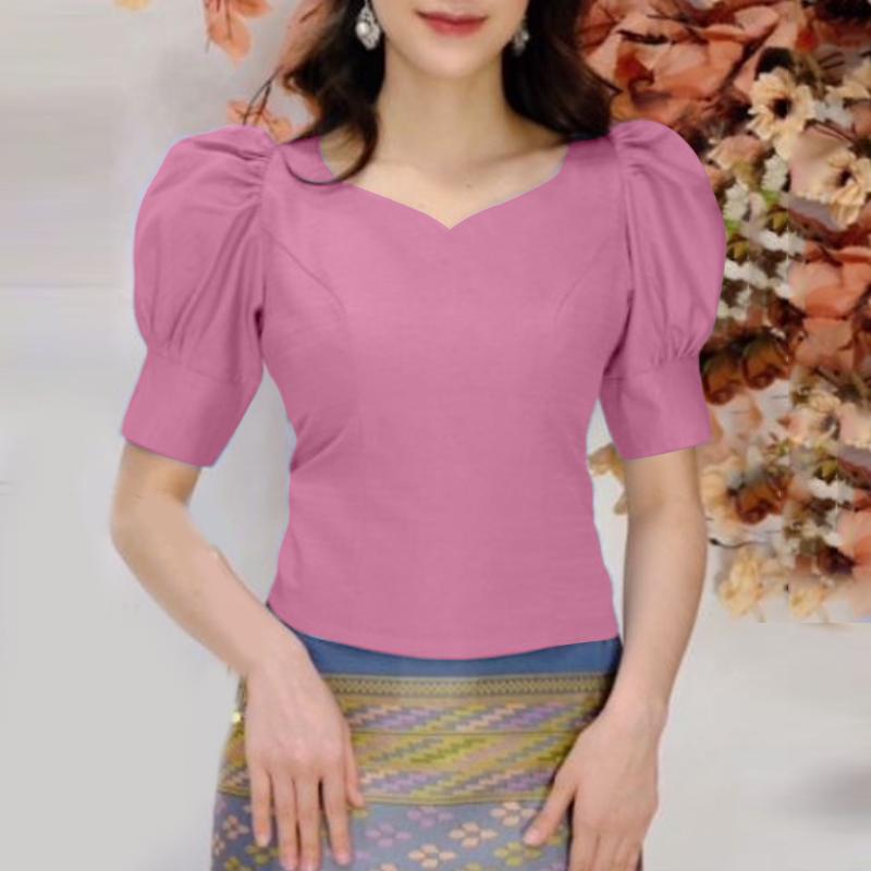 ZANZEA Women Summer V-Neck Elegant Casual Half Sleeve Blouse