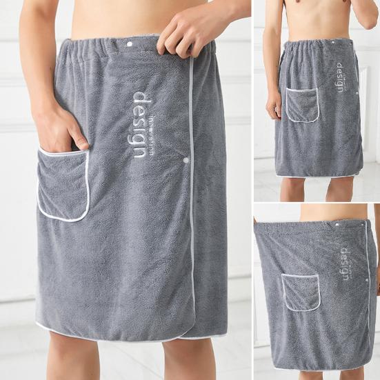 Men Bath Towel Absorbent Quick Dry Bath Wrap Towel with Secure Buckle And Pocket for Gym Spa Sauna Shower