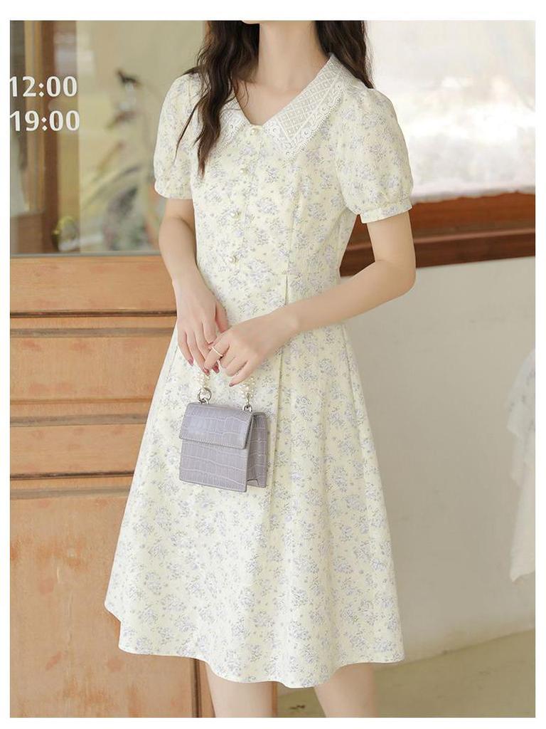 Petite French Doll Collar Floral Lace Dress - Summer 2026