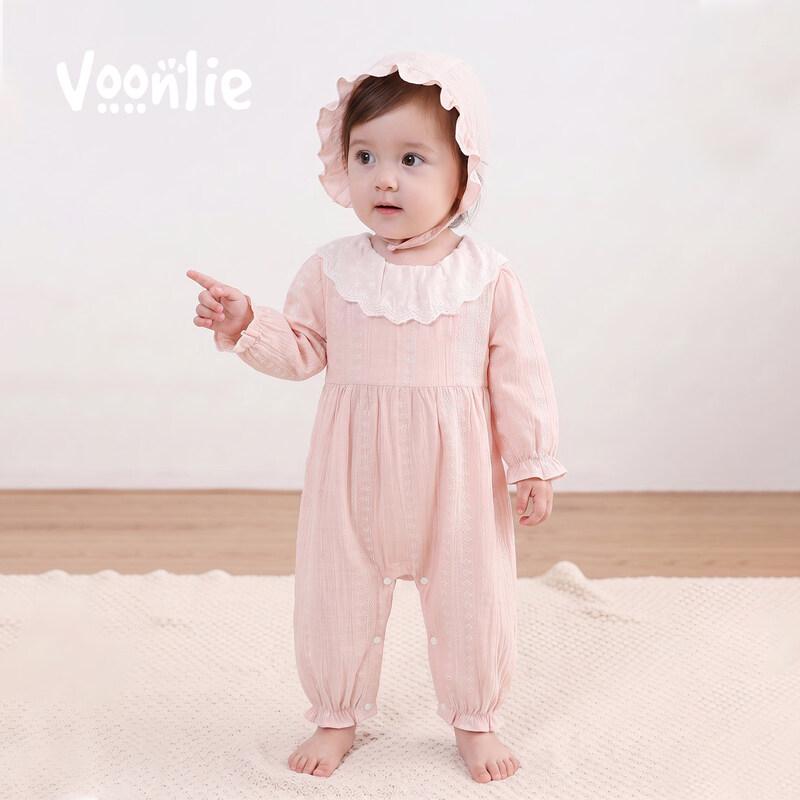 Fanlie Baby Girl's Floral Long-Sleeve Romper