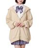 Big Zip Loose Plus Size Long for High School and Perfect for and Fall and Winter F Type Beige Women's Hoodie, Fit, Sweatshirt, Sleeve, Students,