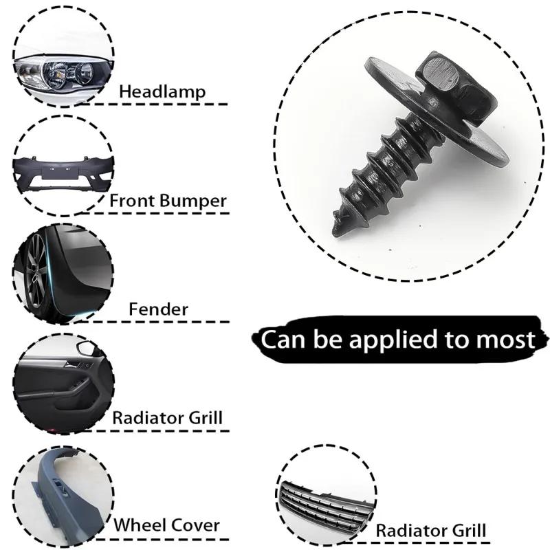 Car Bumper Fender Fastener Clip Hex Head Self Tapping Screws Universal Car Fender Splash Seal Guards Rivet Clip Screws Fasteners