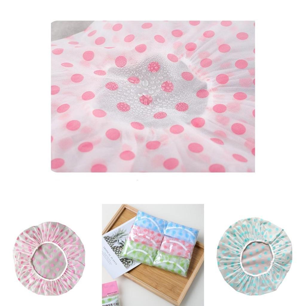 Waterproof Colored Polka Dot Shower Cap Reusable Adult Spa Accessory